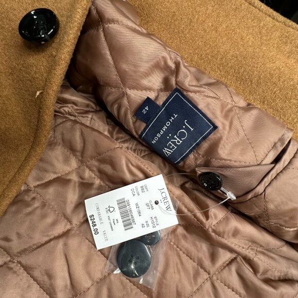 J.Crew Thompson Camel Wool Blend Topcoat Jacket Size 42 Men’s - Picture 6 of 14
